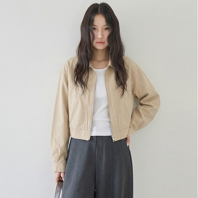 타니즈 파비엔 세미크롭 블루종 점퍼 - 3컬러