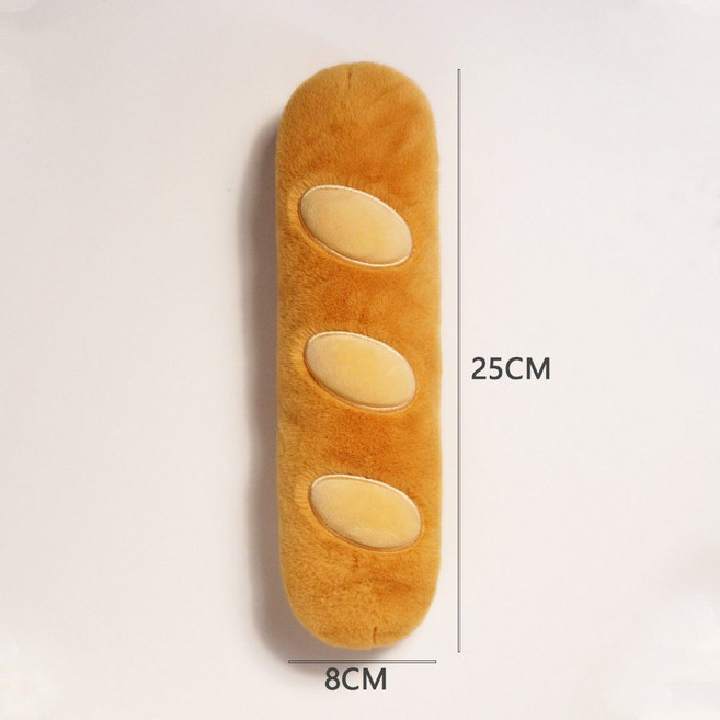 바게트 빵 크루아상 쿠션 안전벨트 인형 차량용, 롱 바게트 25cm