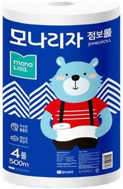 모나리자 엠보싱 점보롤 4롤 180M 220M 300M 500M 대용량 화장실 화장지, 모나리자 점보롤 500m 4롤