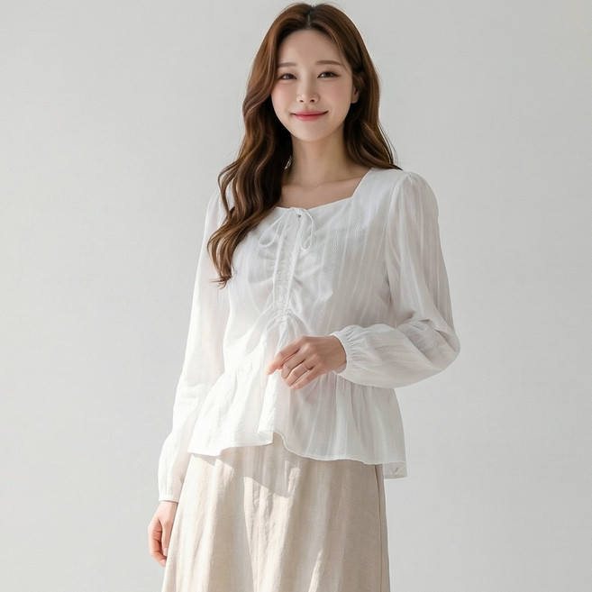 B175-6 보멜버 빅사이즈 여성 셔링 블라우스 44-110 봄가을