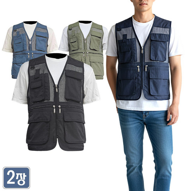 1+1 야인시대 여름 아이스 포켓 망사조끼 BTR 똑딱포켓 매쉬 작업 다목적 VEST