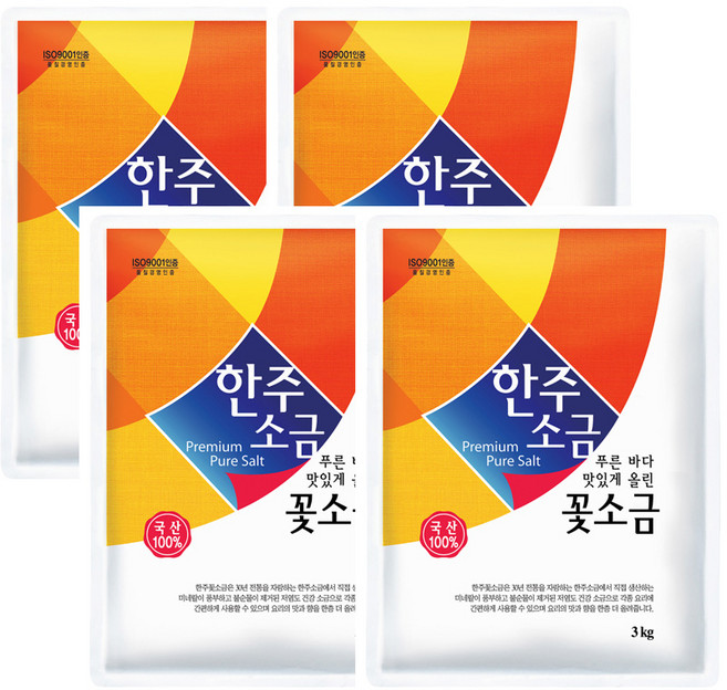 한주 꽃소금, 3kg, 4개