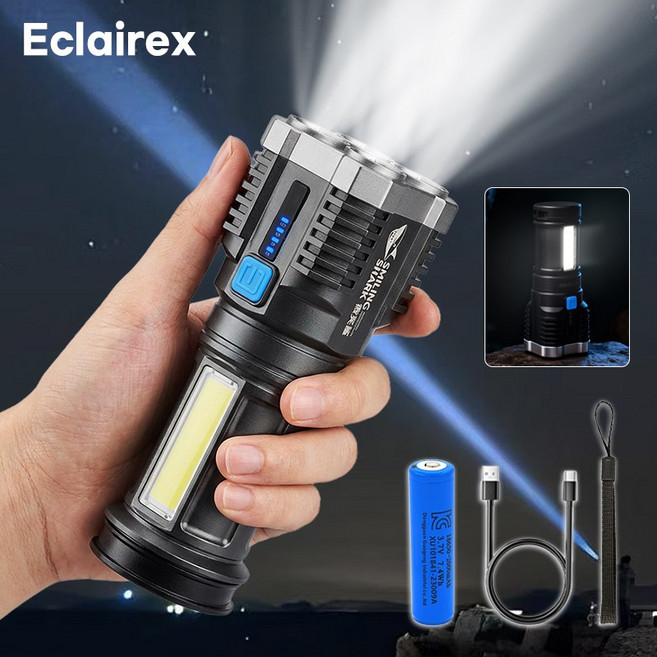 에클레어렉스 충전식 초강력 led 손전등 사각형 다용도 작업등 4개등 863B, 1개