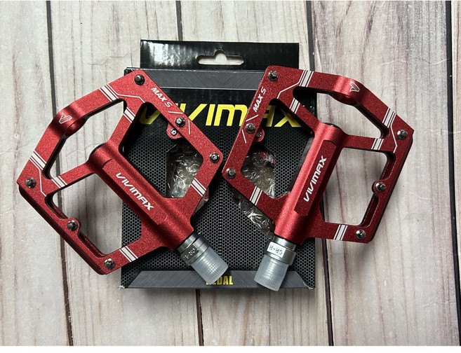 VIVIMAX Max S 鋁合金CNC雙培林 自行車大踏板 - 輕量盒裝, 1個, 紅