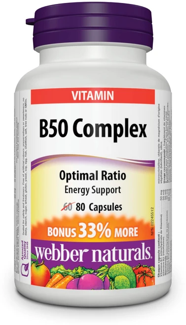 웨버 내추럴스 B50 컴플렉스 50 밀리그램 보너스 사이즈 60+20 캡슐 웨버 내추럴스 B50 컴플렉스 50 밀리그램 보너스 사이즈 60+20 캡슐, 1개 - 쿠팡
