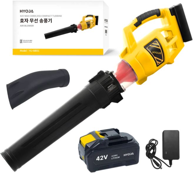 효자 무선 송풍기 42V 대포 충전식 에어건 제설 낙엽 캠핑 세차 청소기 전동 브로워, 42V 4000mAh 효자 무선 송풍기, 1개