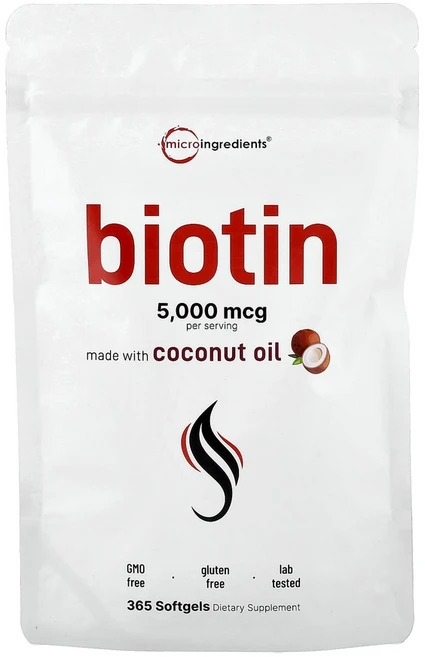 Micro Ingredients 비오틴 5 000mcg 소프트젤 365정, Micro Ingredients, Biotin, 5,0, 1개 - 쿠팡