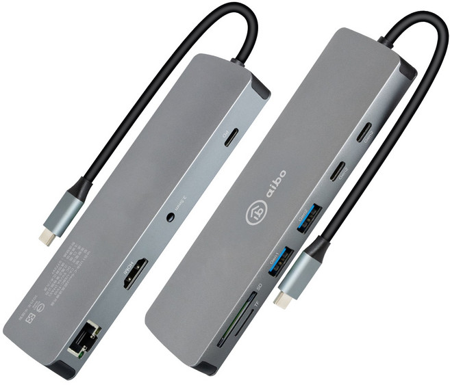 aibo 10合1 Type-C USB3.2 Gen2 多功能擴充器, 銀色, 1個