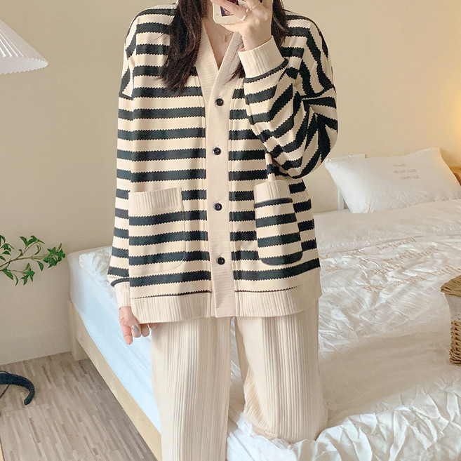 YOPENCE 여성 긴팔 홈웨어 파자마세트 사계절 부드러운 잠옷 상하의 세트