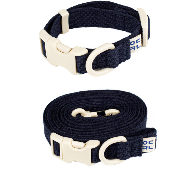 구름솜 강아지 목줄 + 3미터 M 리드줄 핸드프리 산책용품 세트 콜마이네임, 네이비, 1개