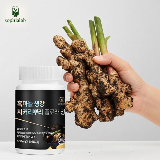 소피아랩 면역강화 발효 흑마늘 토종 생강 이눌린 치커리뿌리 플로라 정 600mg, 1개, 60정