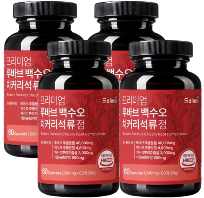 루바브 추출물 국내산 르바브 백수오 추출 분말 가루 정제 캡슐 40대 50대 중년 여성 여자 추천 rhubarb, 4개, 60정