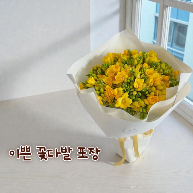 [아트플라워] 후리지아 (1단10줄기) 프리지아 생화꽃 농장직송 꽃도매 생화꽃다발, 1개, 프리지아(꽃다발포장[1단])