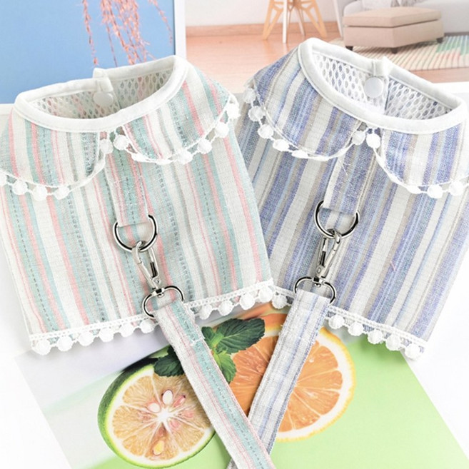 코코스튜디오 강아지 목줄 가슴줄 하네스, 3. 스트라이프 하네스/민트, 1개