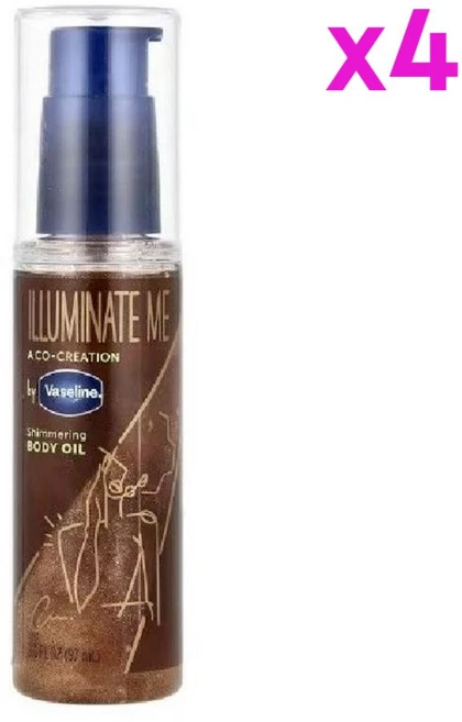 바세린 샤이머 바디 오일 3.3oz Illuminate Me 글로우 윤광 보습97ml 4팩, 4개 - 쿠팡