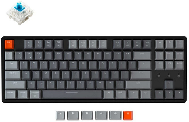 Keychron K8 80% 無線機械式鍵盤 支援Mac/Win系統 藍芽 RGB, 青軸/非熱插拔