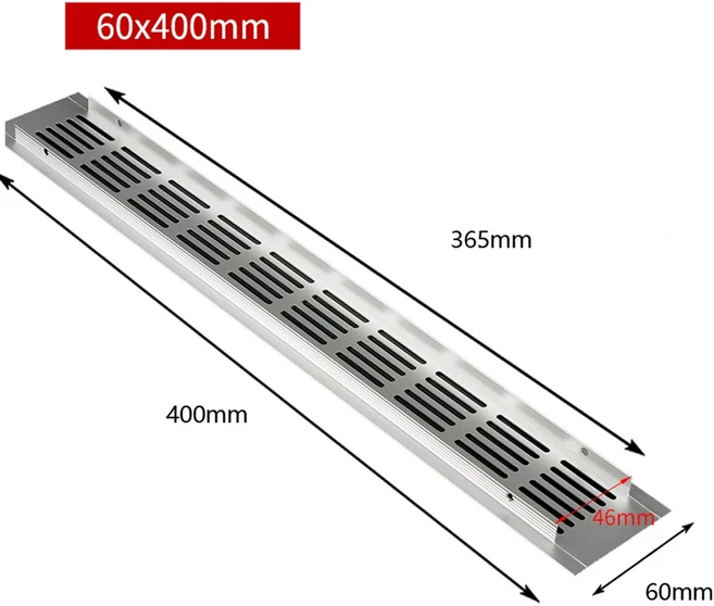 60mm 환기 그릴 알루미늄 직사각형 캐비닛 옷장 신발 용 커버, 60x400mm