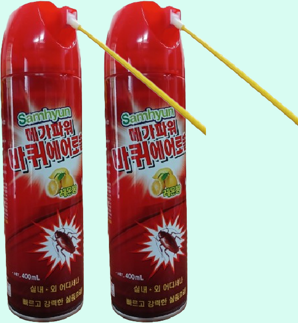 바퀴에어로솔 메가파워 모기 거미 진드기 파리 개미 바퀴벌레 벼룩 빈대 살충제, 2개, 400ml