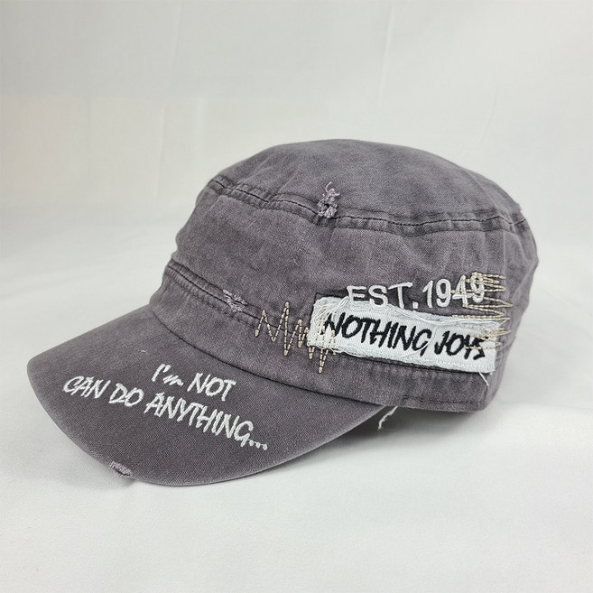 EST 1949 NOTHING JOYS 빈티지 군모 찢어진 패치 국산군모