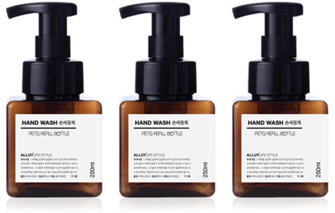 알루이 거품용기 욕실디스펜서 공병 250ml 갈색, 3개