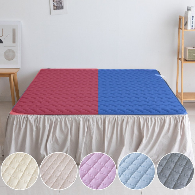 한일의료기 라돈안심 분리난방 전기장판 세탁가능한 6중안전 향균 전기요, 그레이, 2인용 분리난방(150 x 200 cm)