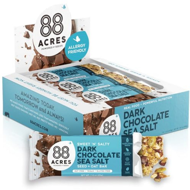 88 Acres 88 Acres 그래놀라 바 | 다크 초콜릿 바다 소금 | 글루텐 프리 견과류 프리 귀리 및 씨앗 스낵 바 | 비건 및 GMO 프리 | 12팩 Granola Ba, Cinnamon Maple_12 Count (Pack, 12 Count (Pack of 1), 1개