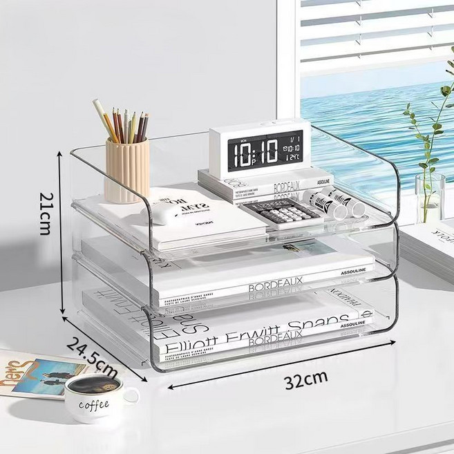 더채러티하우스 책상 정리 A4 수납함 데스크 서류 정리함, 3단
