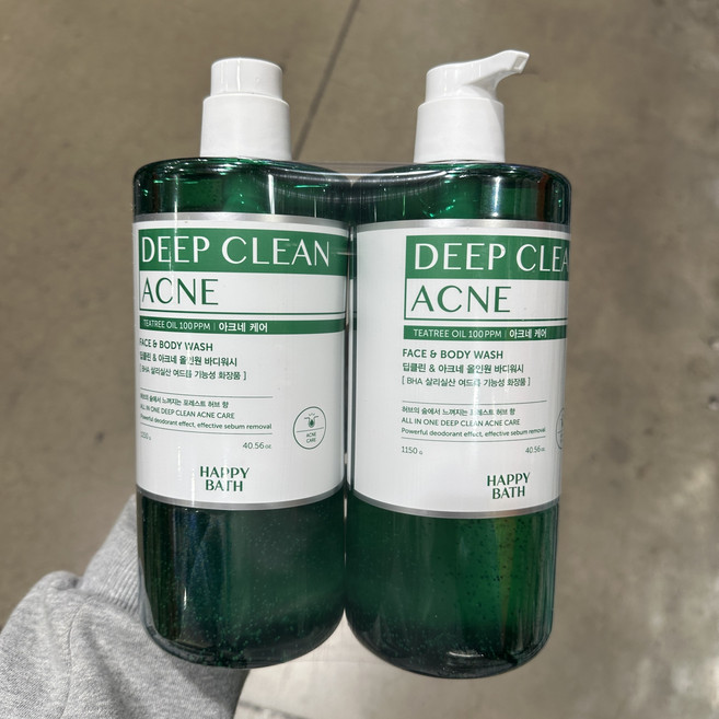 해피바스 딥클린 티트리 아크네 올인원 바디워시 코스트코 등드름 여드름 대용량, 1.15kg, 4개