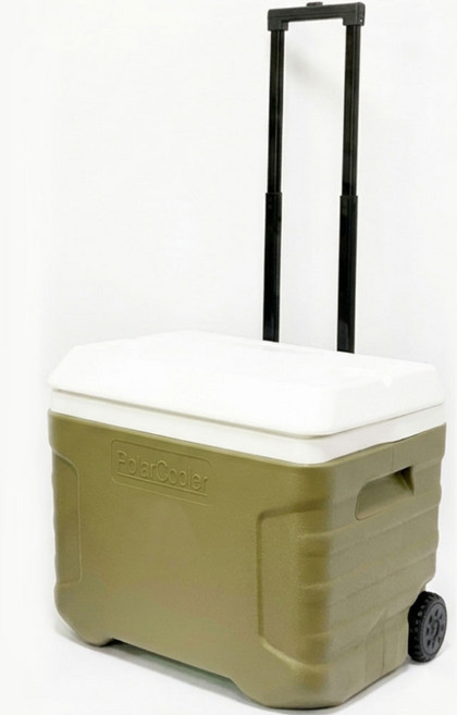 코지로움 캠핑 보온 보냉 아이스 박스 쿨러 이동식 바퀴 바퀴형 캐리어형 사각 20리터 40리터 41리터, 41L, 올리브그린