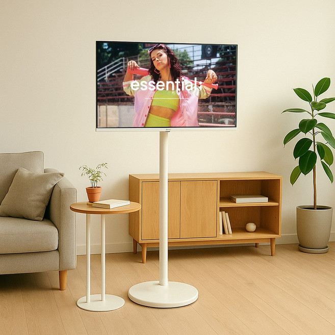 P2 프레미디 스탠무빙 43인치 FHD TV 유압식 삼탠바이미 셋트 중소바이미 이동형티비 삼텐바이미, 43인치 모니터+유압식 거치대(화이트), 고객직접설치, 이동형 스탠드, 109cm(43인치)