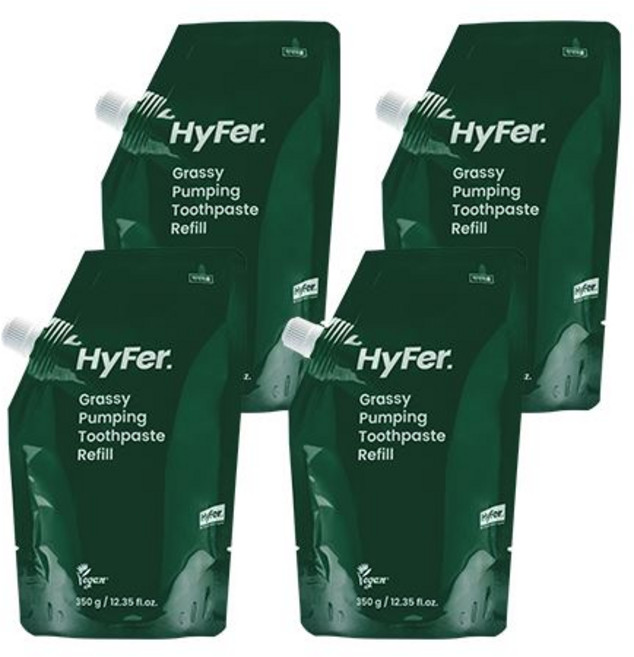 하이퍼 대용량 천연 고불소 잇몸 미백 비건 펌핑 치약 리필 350g, 4개