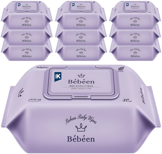 베베앙 센시티브 유아물티슈 캡형, 60g, 80매, 10개