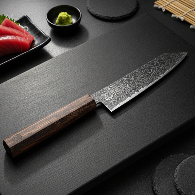 명장 조상진 흑첩도 다마스커스칼 73겹 주방칼 식칼, 블랙, 1개