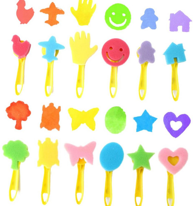 도형 모양 스펀지 스탬프 12종세트 유아 물감놀이 도장찍기 유치원 찍기놀이완구