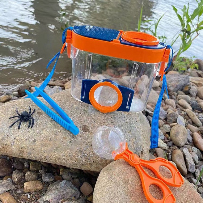 (당일발송) 이지유 어린이 더블 돋보기 곤충 채집통 세트 블루 선물, 1개