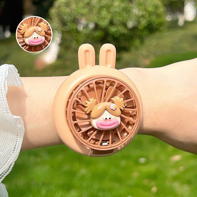 픽슝 시계선풍기 손목밴드 USB충전 휴대용 팔찌 선풍기, 몬스터 브라운, 300mAh