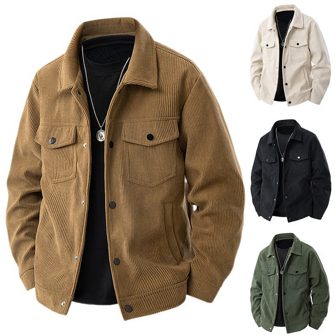 ANYOU 남성 빅사이즈 코듀로이 자켓 봄가절 루즈핏 캐주얼 점퍼