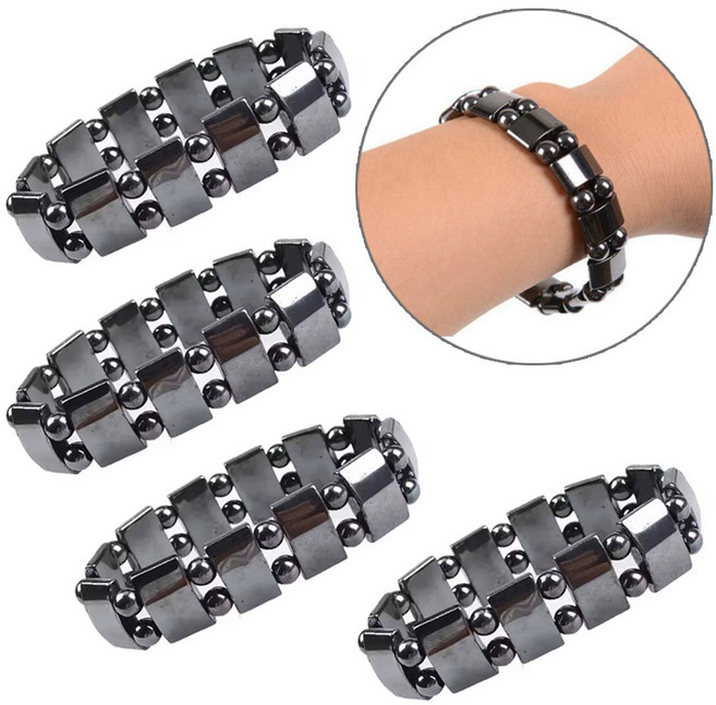 [4개 묶음] 남여공용 자석팔찌 - 4개 패션 구슬 메탈 자석 팔찌 발찌 마그네틱