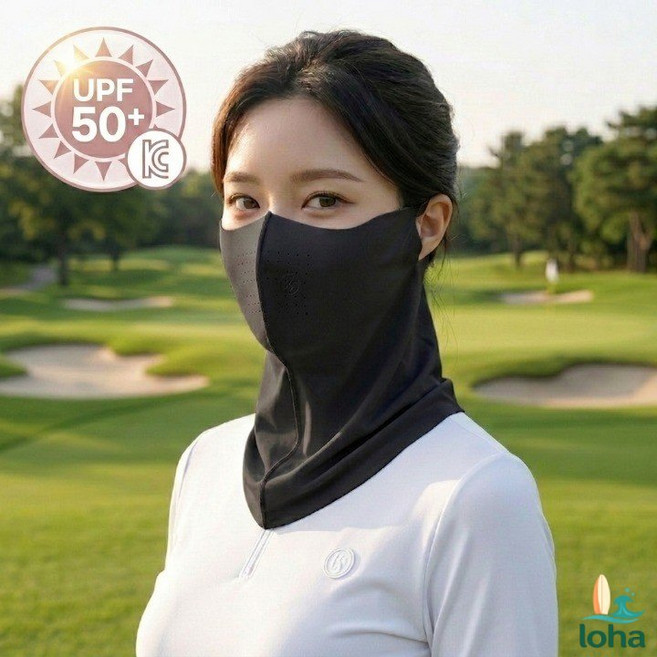 로하홈 자외선차단 마스크 골프 러닝 등산 스포츠 쿨 얼굴 햇빛가리개, 1개, 블랙