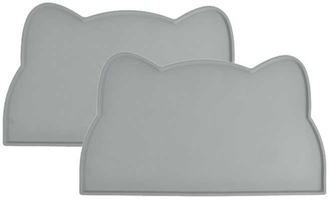 펫블리스 흘림방지 강아지 고양이 논슬립 실리콘 식기매트, 그레이, 2개