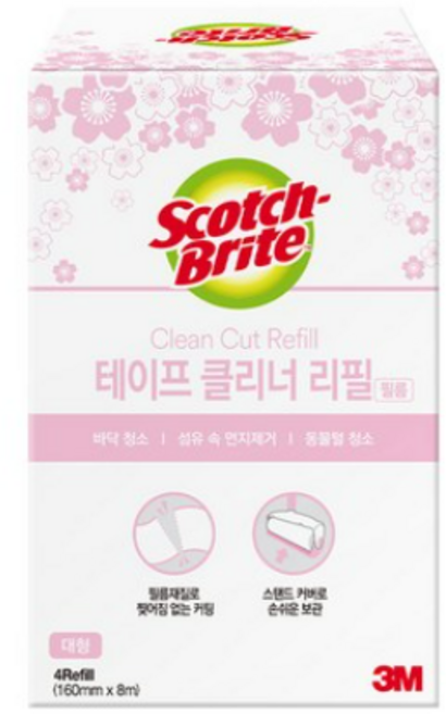 3M 프리미엄 테이프 클리너 리필 4P 파스텔핑크, 2개