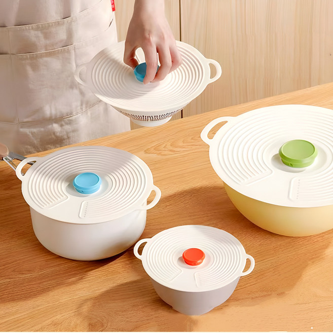 PDG 실리콘 다용도 그릇 덮개, 그린+블루+주황, 1세트