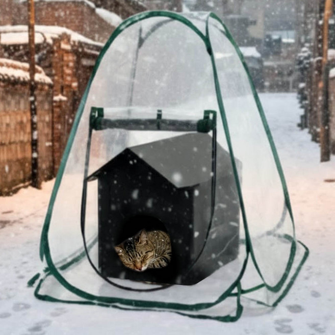 견행묘행 길고양이 겨울집 외풍차단 비닐하우스, 1개, 투명