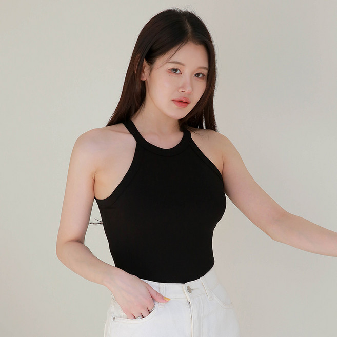 10위 - 디디오 홀터넥나시 여성 캡내장 부유방커버 일체형패드 레이어드 여름 이너
