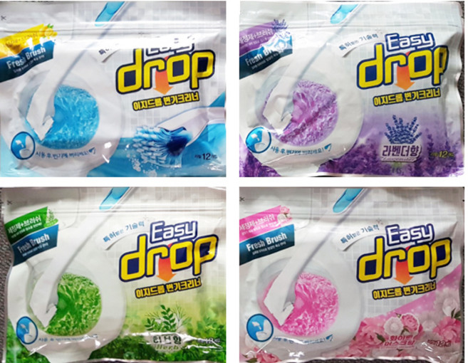 이지드롭 변기 크리너 리필 4종 (48매), 40g, 4개