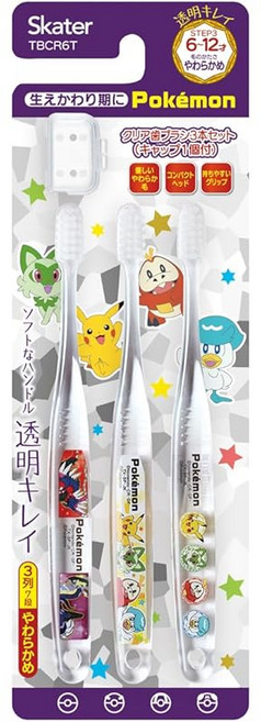 スケーター(Skater) 스케이터 TBCR6T-A 칫솔 초등학생용 6-12세 소프트 투명 3피스 포켓몬 23N 6.1인치(15.5 cm) 일본 출고 키즈, 1개