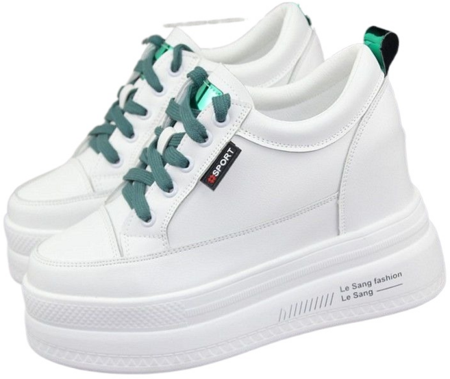 LRY10cm 키높이 운동화 화이트 패션 통굽 스니커즈 여성 가을 내마모성 미끄럼 방지 운동화*23N9F28L