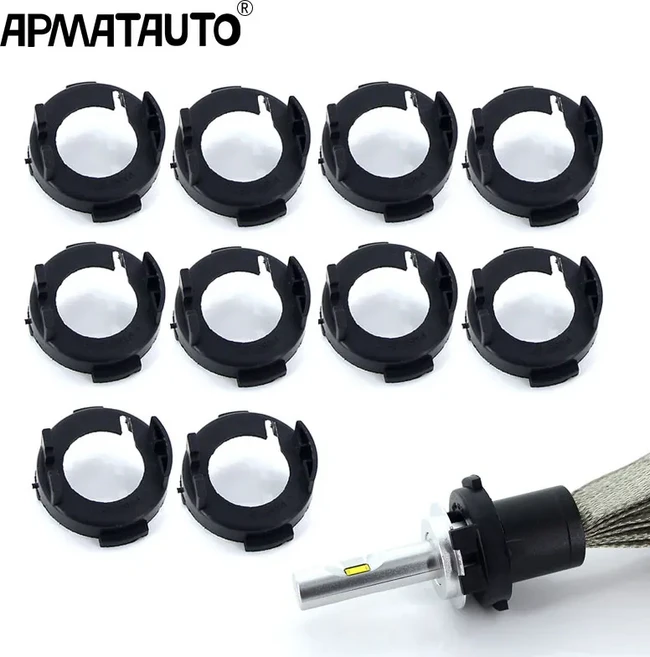 Kia Cerato Elantra Pride K3 Carens 용 10pcs 기본 H7 어댑터 새로운 현대 LED 소켓 홀더, 01 검정색