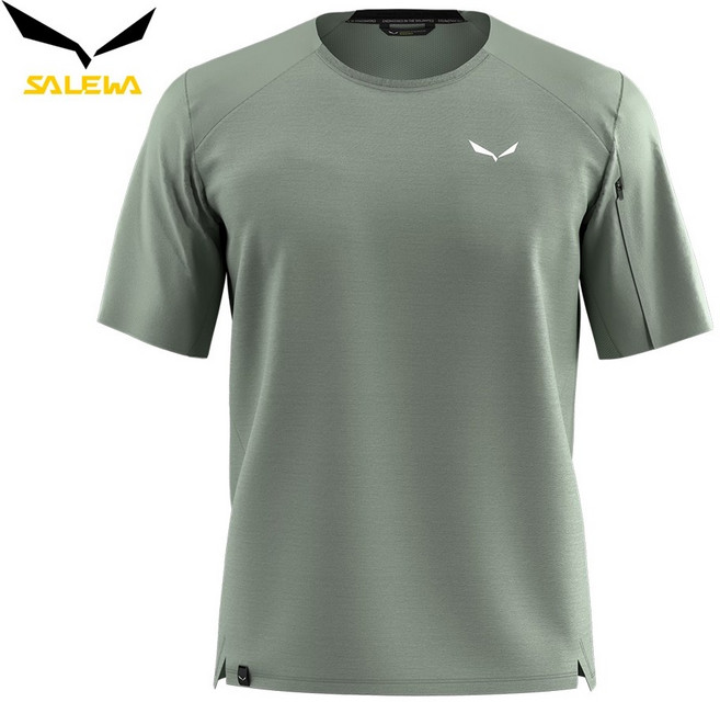 【SALEWA 義大利】PUEZ MERINO HYBRID T-SHIRT 男款夏季短袖羊毛排汗衣，排濕溫控運動上衣