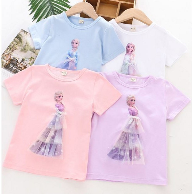 여아 겨울왕국 엘사 여름 반팔 티셔츠 상의 공주옷 선물
